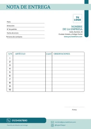 Edita una plantilla de albarán gratis