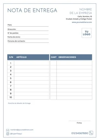 Edita una plantilla de albarán gratis