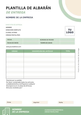 Edita una plantilla de albarán gratis