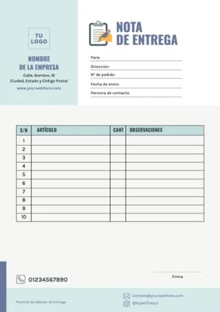 Edita una plantilla de albarán gratis