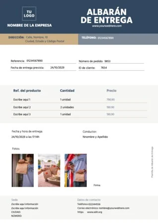 Edita una plantilla de albarán gratis