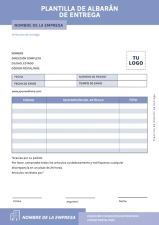 Edita una plantilla de albarán gratis