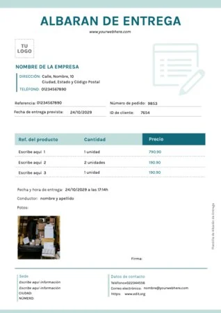 Edita una plantilla de albarán gratis