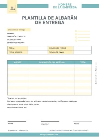 Edita una plantilla de albarán gratis