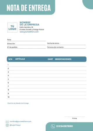 Edita una plantilla de albarán gratis