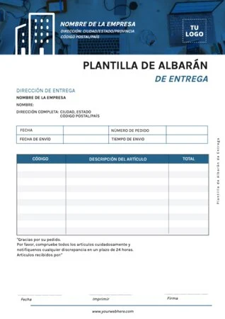 Edita una plantilla de albarán gratis