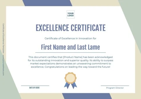 Edit a Certificate of Excellence format