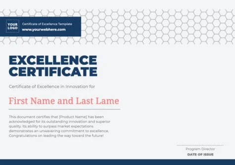 Edit a Certificate of Excellence format