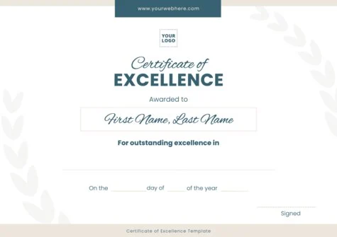 Edit a Certificate of Excellence format