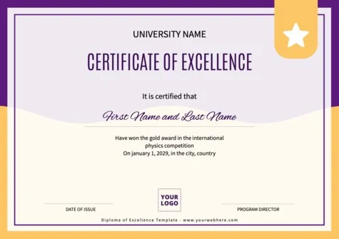 Edit a Certificate of Excellence format