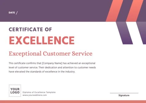 Edit a Certificate of Excellence format