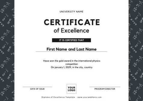 Edit a Certificate of Excellence format