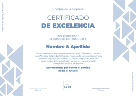 Edita un Certificado de Excelencia