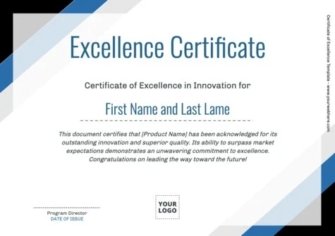 Edit a Certificate of Excellence format