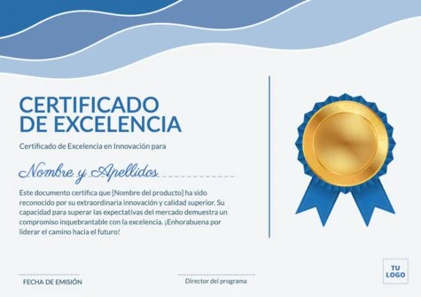 Edita un Certificado de Excelencia