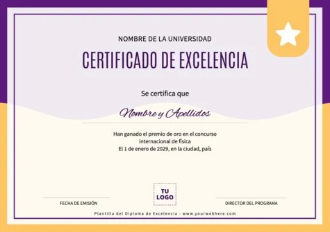 Edita un Certificado de Excelencia