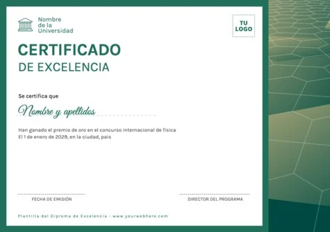 Edita un Certificado de Excelencia