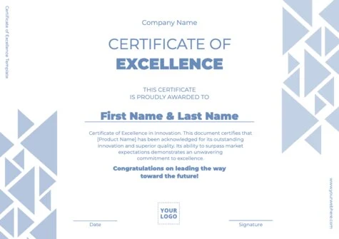 Edit a Certificate of Excellence format