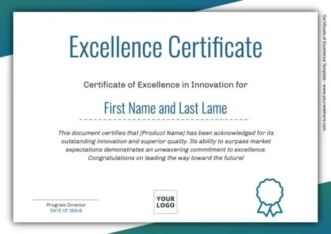 Edit a Certificate of Excellence format