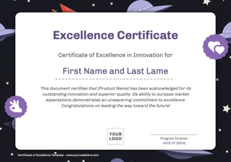 Edit a Certificate of Excellence format