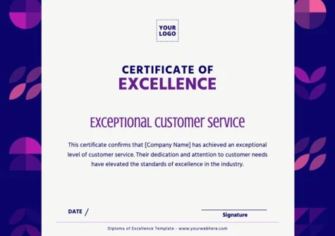 Edit a Certificate of Excellence format