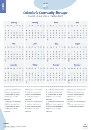 Personaliza tu calendario de Community Manager