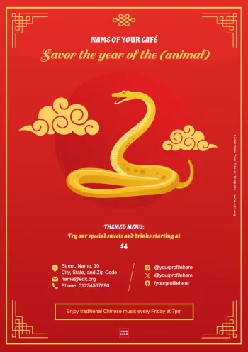 Edite um modelo para o Ano Novo Chinês