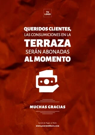 Edita un cartel de Pagar al Pedir