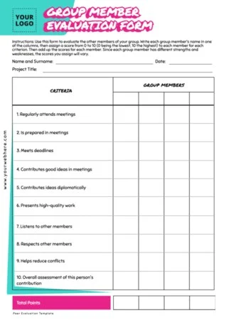 Edit a group evaluation template