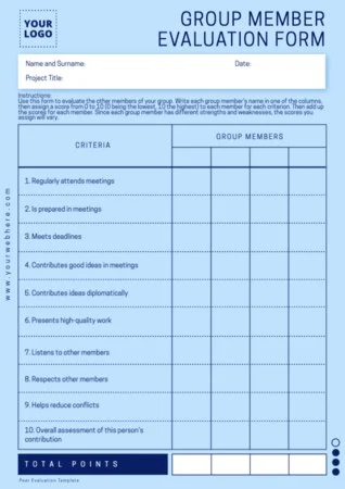 Edit a group evaluation template