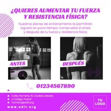 Edita una plantilla para tu gimnasio