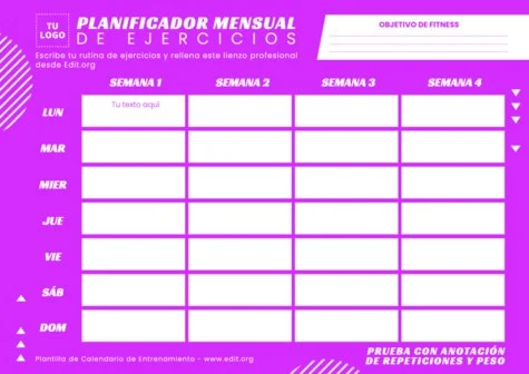 Edita un Calendario para Ejercicios
