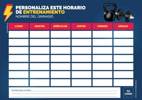 Edita tu horario de gimnasio