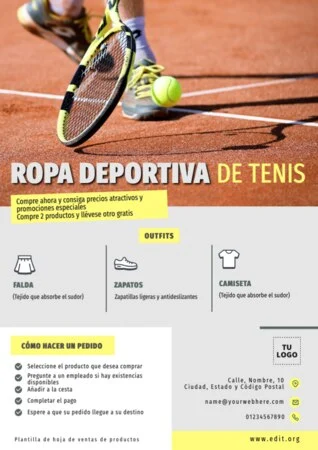 Edita un cartel para tu club de Tenis