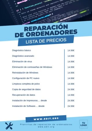 Edita un flyer de Reparación de PC