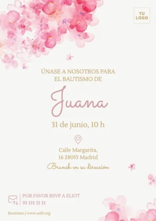 Edita una plantilla de invitación de bautizo