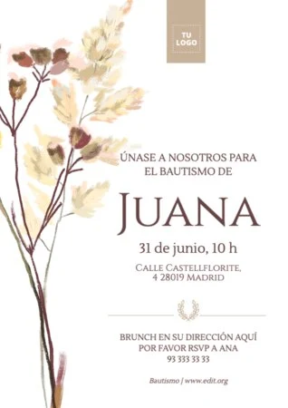 Edita una plantilla de invitación de bautizo