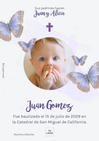 Edita una plantilla de invitación de bautizo