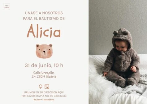 Edita una plantilla de invitación de bautizo