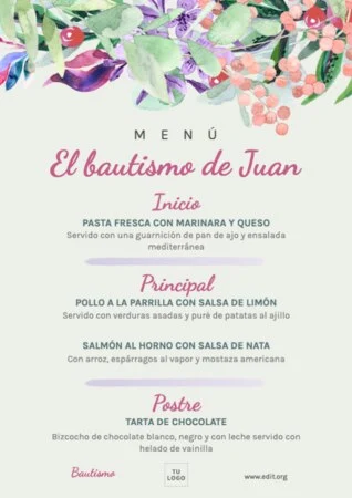 Edita una plantilla de invitación de bautizo