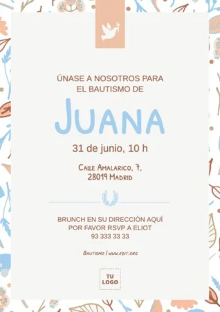 Edita una plantilla de invitación de bautizo