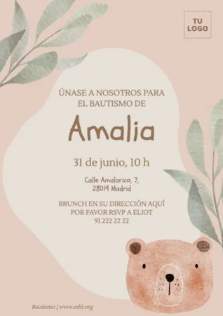 Edita una plantilla de invitación de bautizo