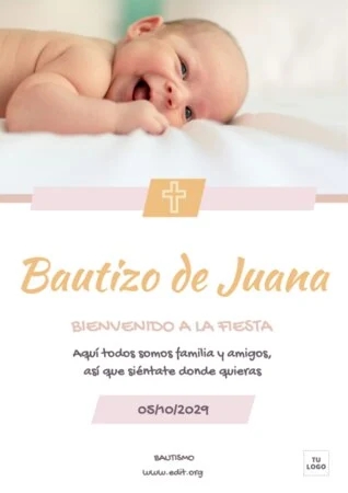 Edita una plantilla de invitación de bautizo