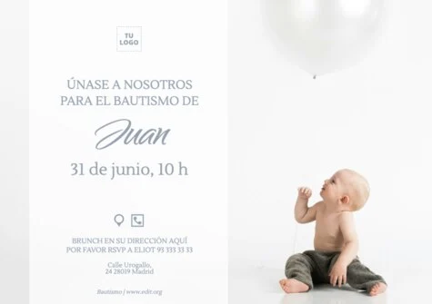 Edita una plantilla de invitación de bautizo