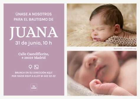 Edita una plantilla de invitación de bautizo