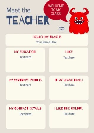 Edit a Meet the Teacher blank template