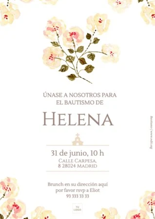 Edita una plantilla de invitación de bautizo