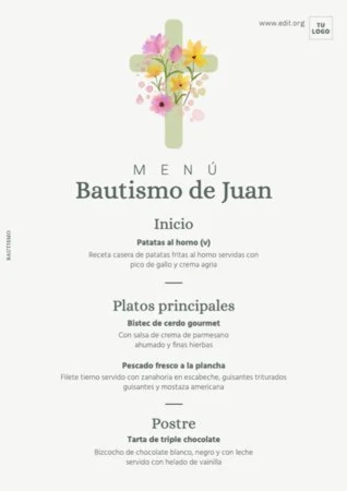 Edita una plantilla de invitación de bautizo