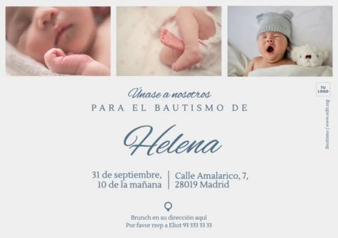 Edita una plantilla de invitación de bautizo