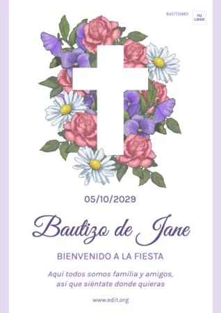 Edita una plantilla de invitación de bautizo